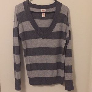 Gray V-neck sweater